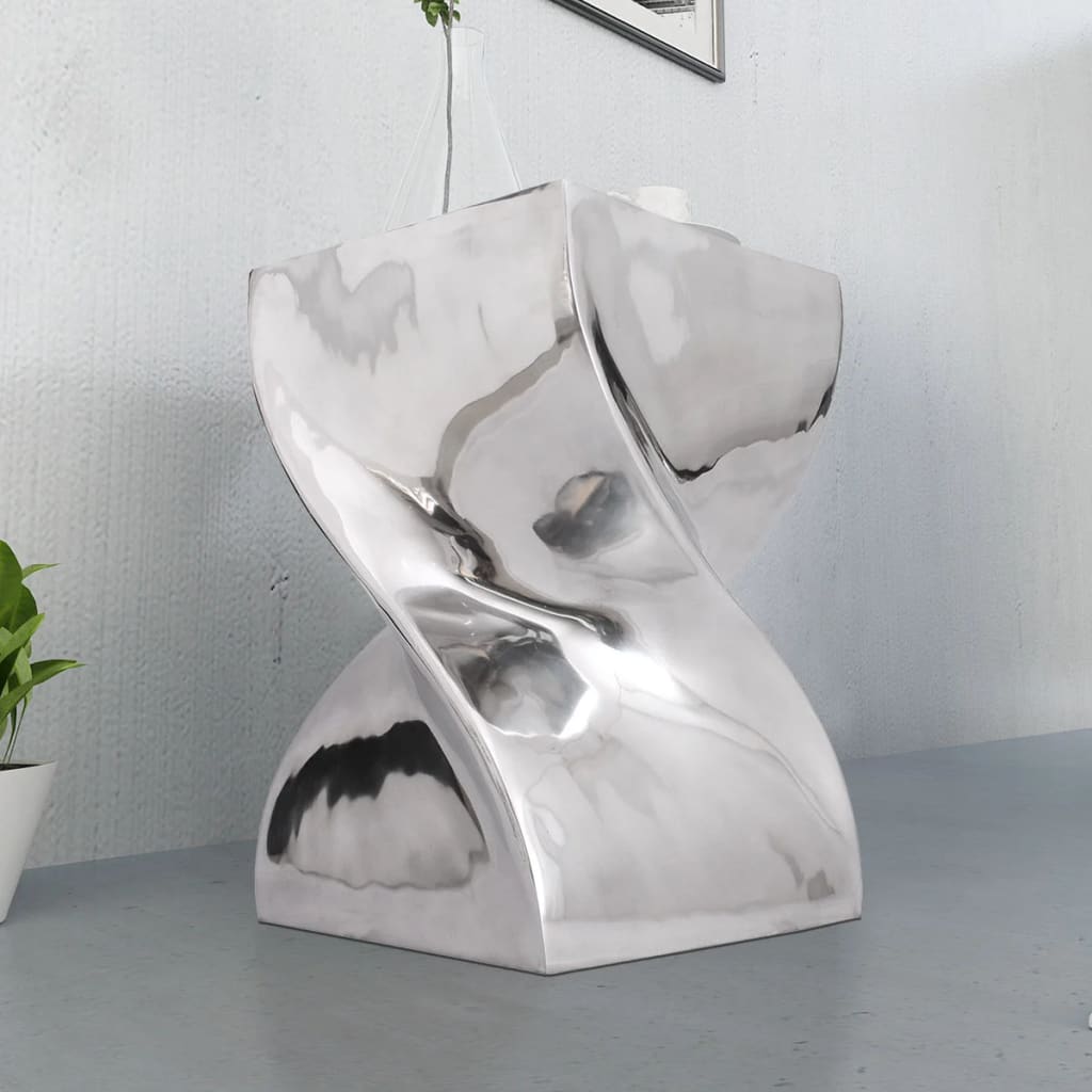 vidaXL Sgabello/Tavolino Forma Attorcigliata in Alluminio Argentato