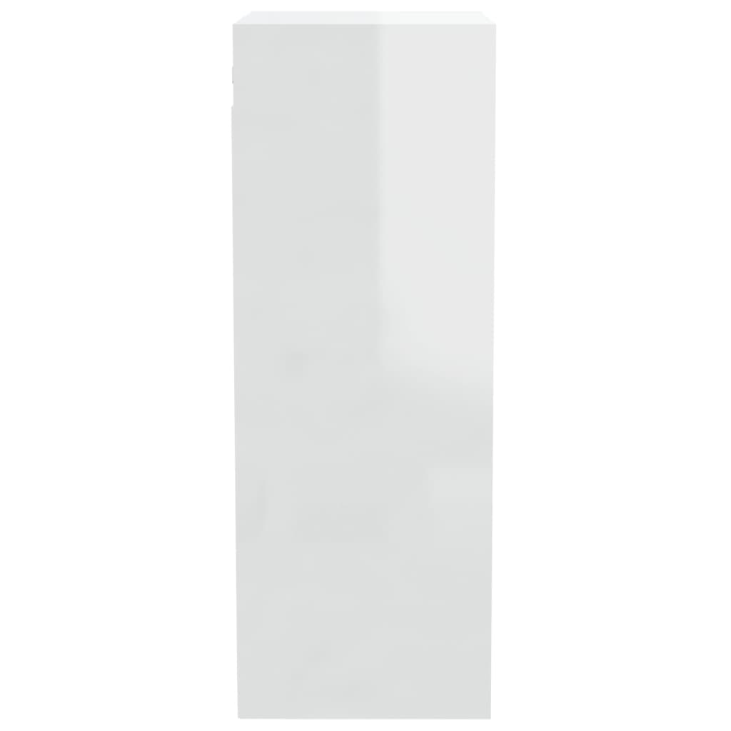 vidaXL Mobile a Parete Bianco Lucido 34,5x32,5x90 cm Legno Multistrato