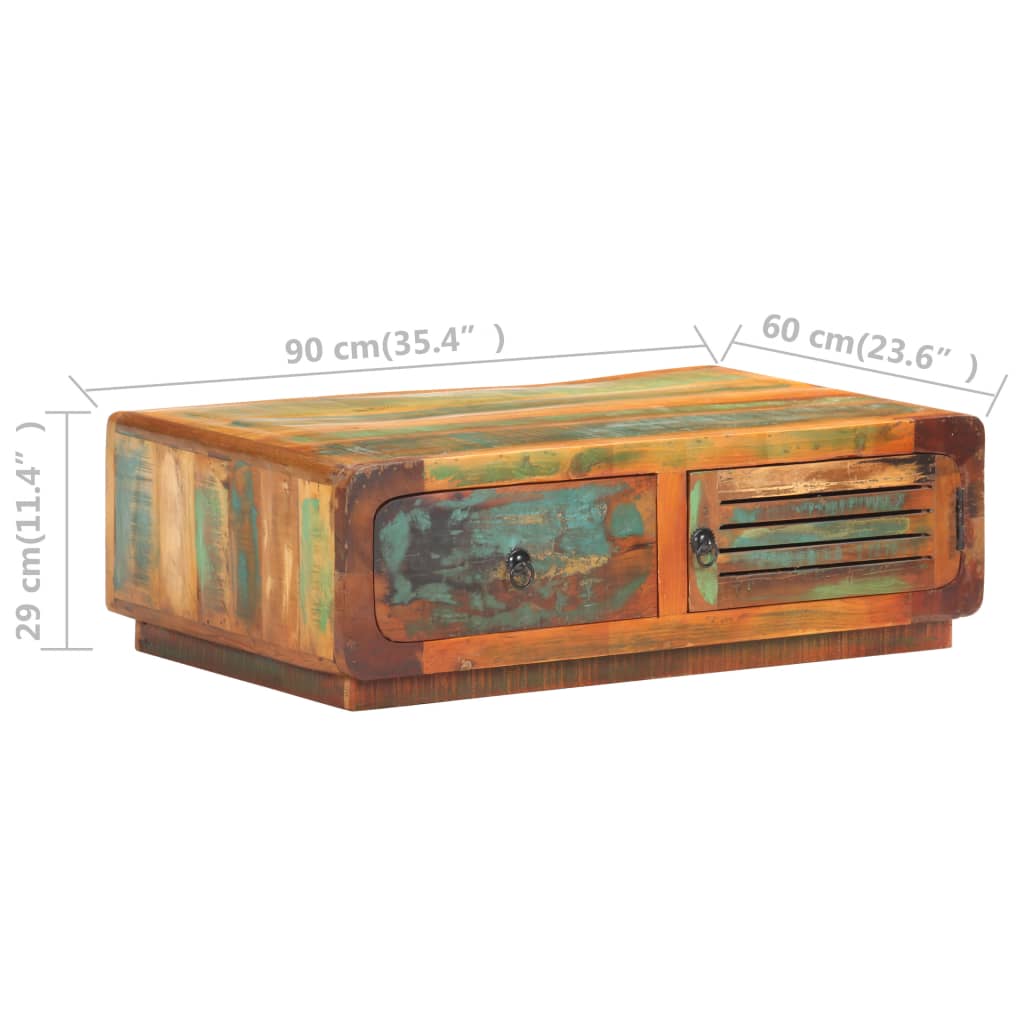 vidaXL Tavolino da Salotto 90x60x29 cm in Legno Massello di Recupero