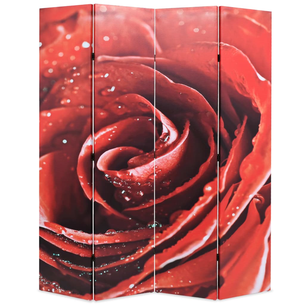 vidaXL Paravento Pieghevole 160x170 cm Stampa Rosa Rossa