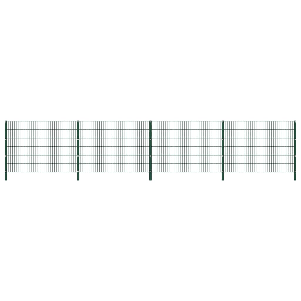 vidaXL Pannello di Recinzione con Pali in Ferro 6,8x1,2 m Verde
