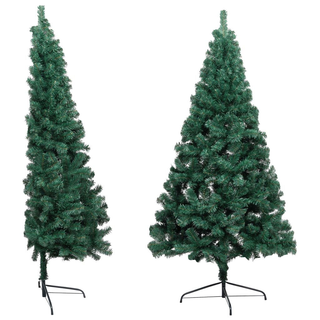 vidaXL Albero Natale Metà Preilluminato con Supporto Verde 210 cm PVC