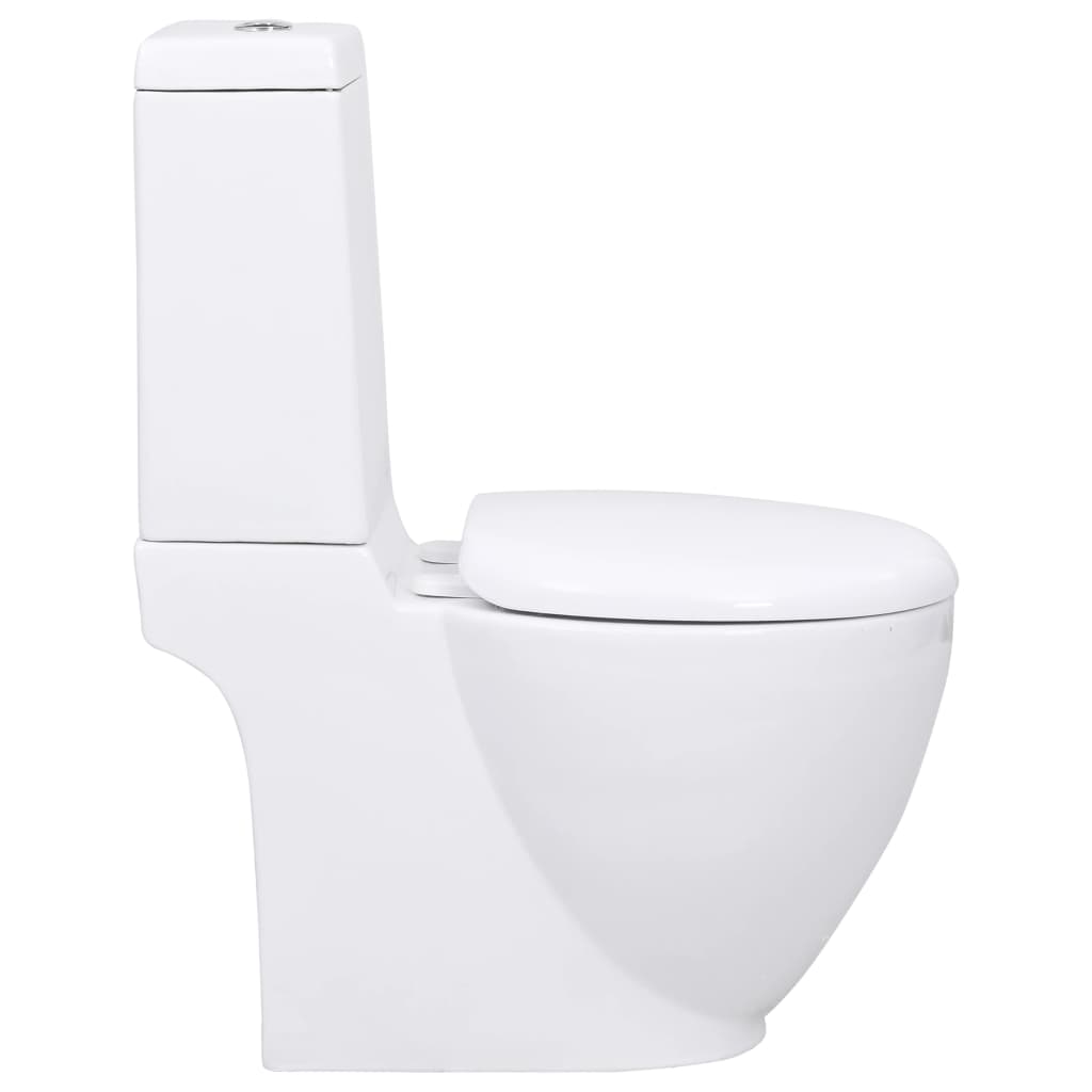 vidaXL Vaso WC in Ceramica da Bagno Rotondo Scarico con Base Bianco