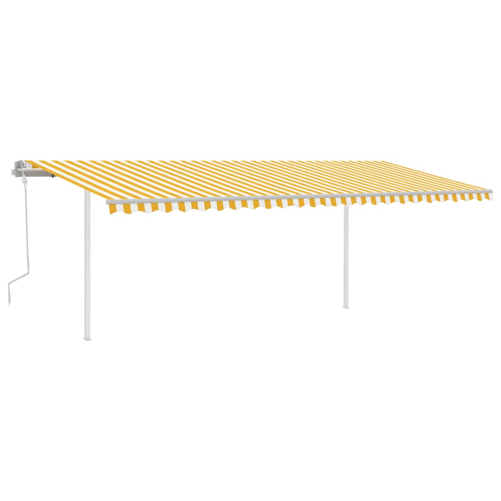 vidaXL Tenda da Sole Retrattile Manuale con LED 6x3,5 m Gialla Bianca