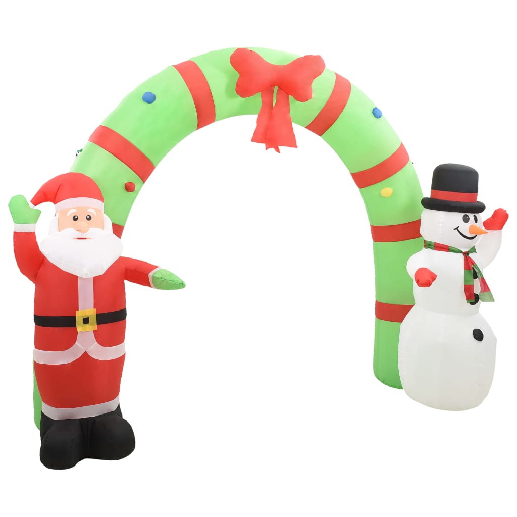 vidaXL Arco con Babbo Natale Gonfiabile e Pupazzo di Neve LED 223 cm