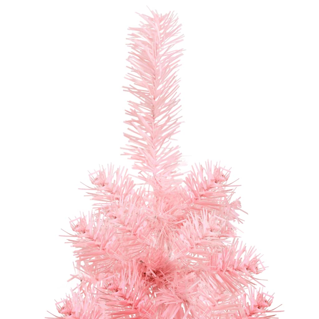 vidaXL Albero Natale Artificiale Sottile a Metà e Supporto Rosa 120 cm