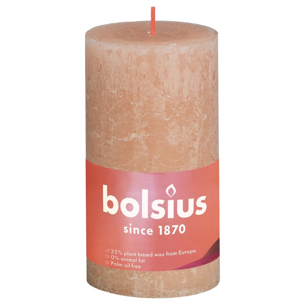 Bolsius Candele Rustiche a Colonna Shine 4 pz 130x68 mm Rosa Nebbia