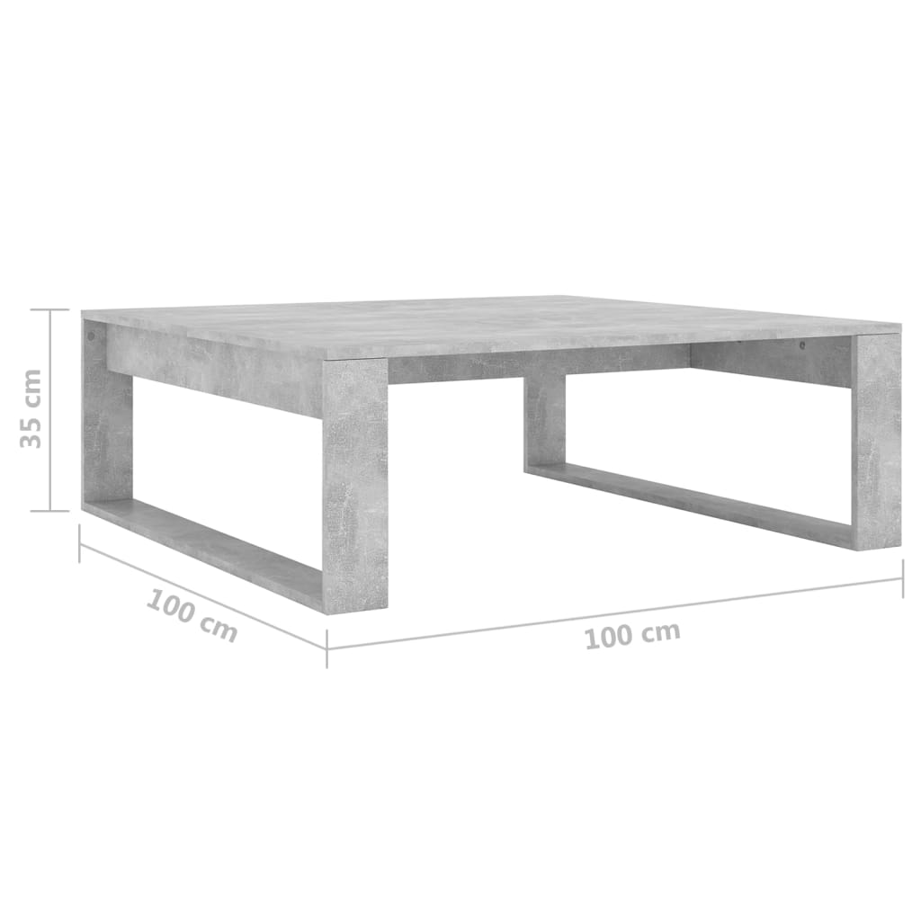 vidaXL Tavolino da Salotto Grigio Cemento 100x100x35 cm Truciolato