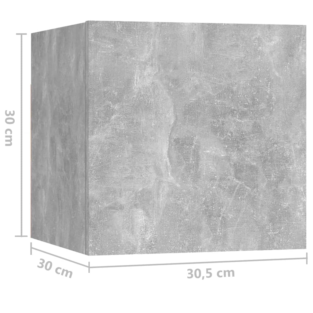 vidaXL Comodini Grigio Cemento 2 pz 30,5x30x30 cm in Truciolato