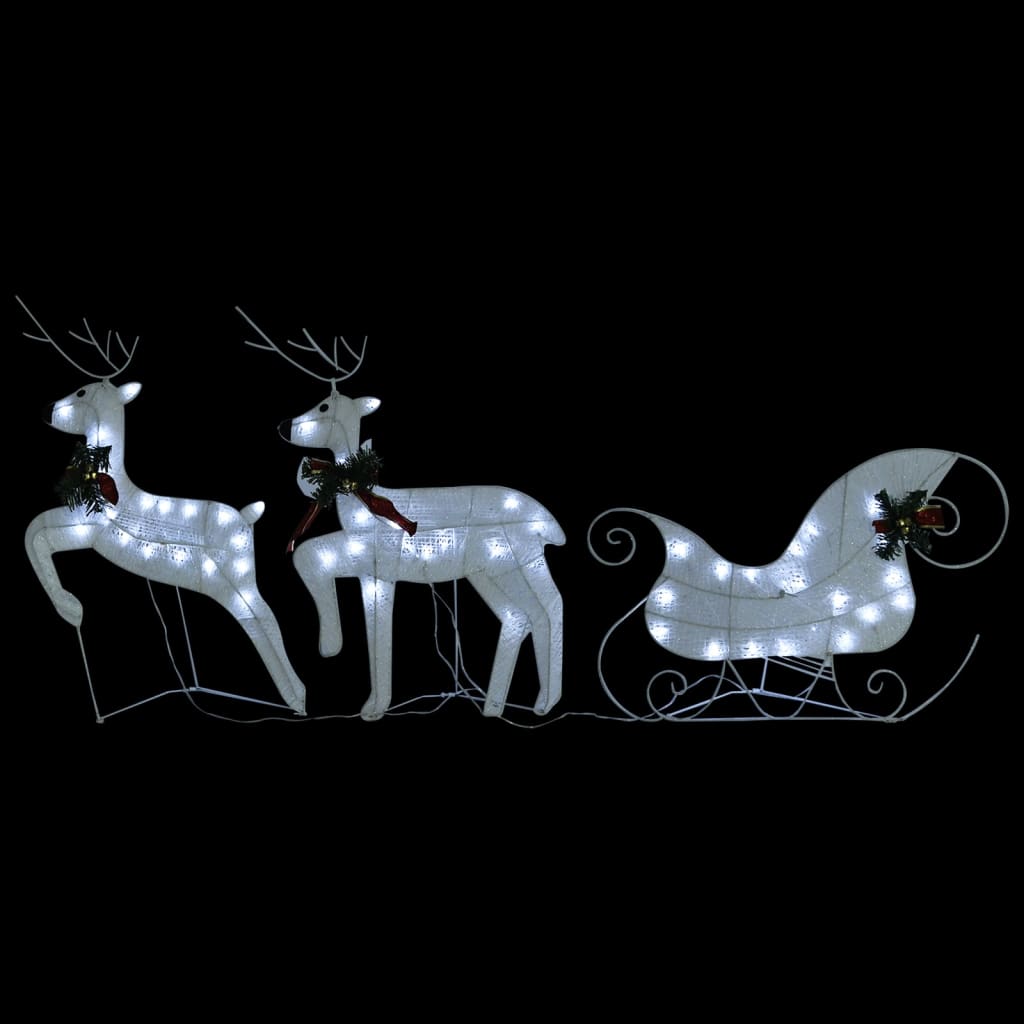 vidaXL Renne e Slitta di Natale Decorazione Esterni 60 LED Bianco
