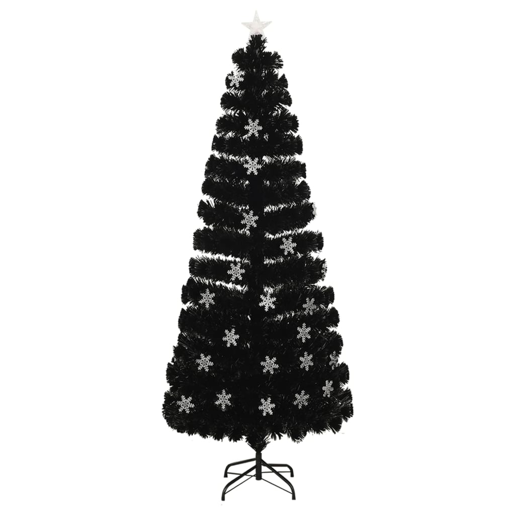 vidaXL Albero Natale con Fiocchi di Neve a LED Nero 240cm Fibra Ottica