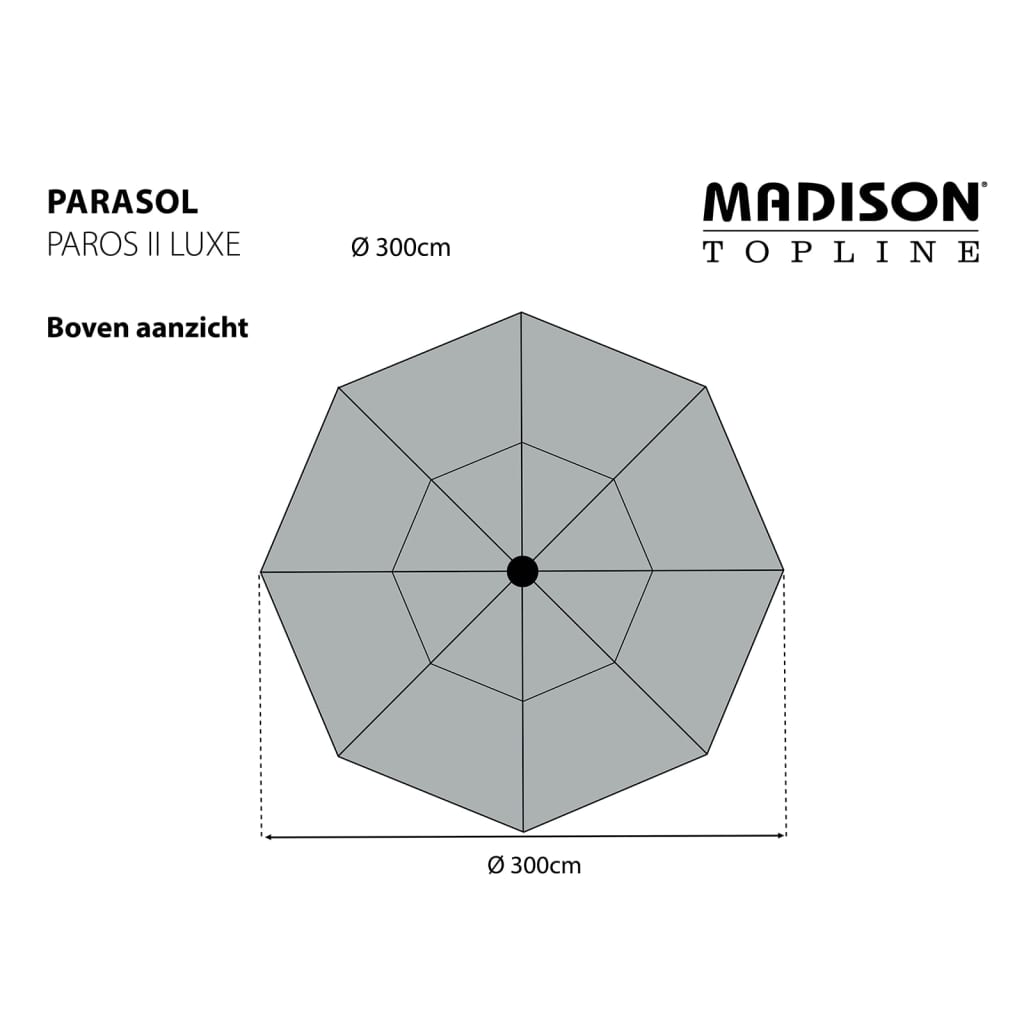 Madison Ombrellone Paros II Luxe 300 cm Grigio Talpa