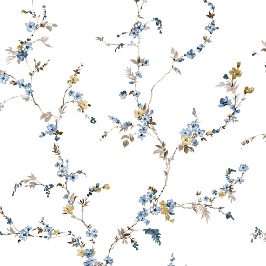 Noordwand Carta da Parati Blooming Garden 6 Floral Strands Bianco Blu