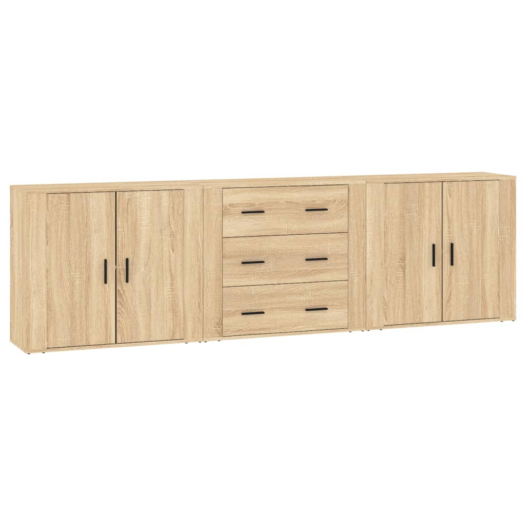 VidaXL 3 Credenze In Legno Multistrato Rovere Sonoma - Mobile Contenitore Con Piano Espositivo E Fissaggio A Parete