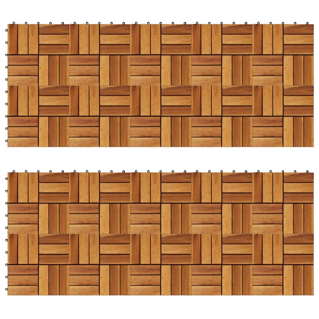 Set 20 Piastrelle in legno di acacia per pavimento 30 x 30 cm