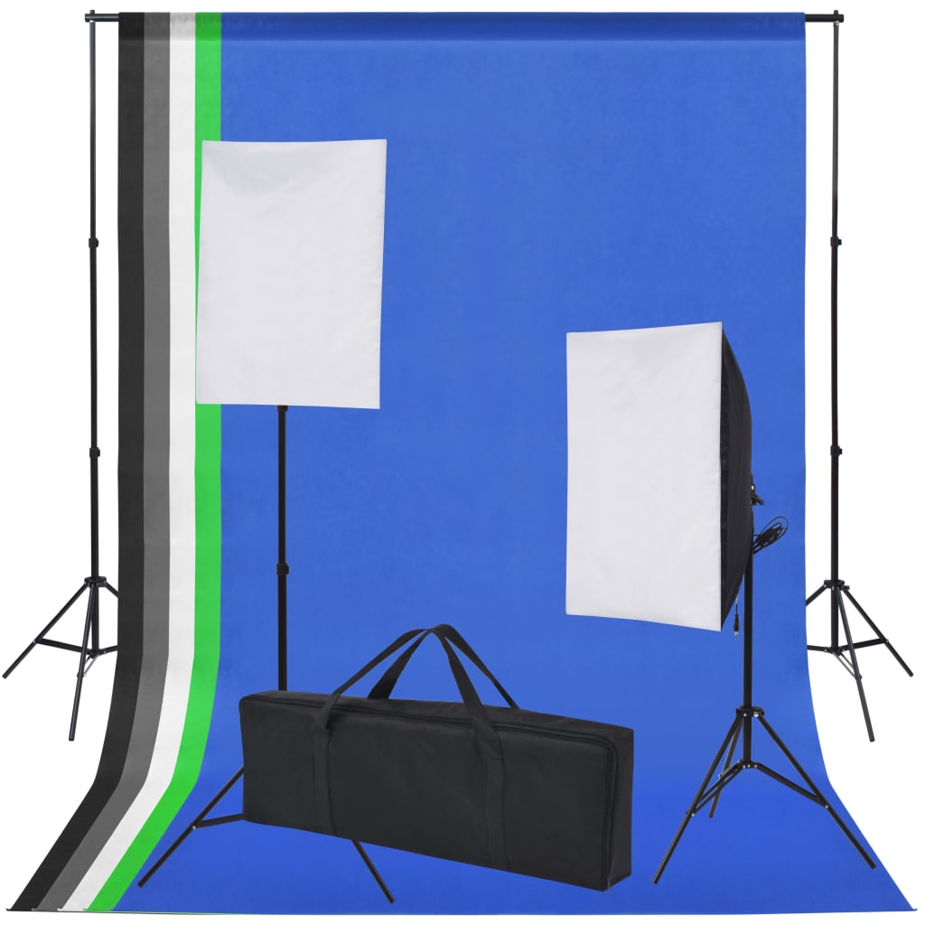 vidaXL Kit Studio Fotografico 5 Sfondi Colorati & 2 Softbox
