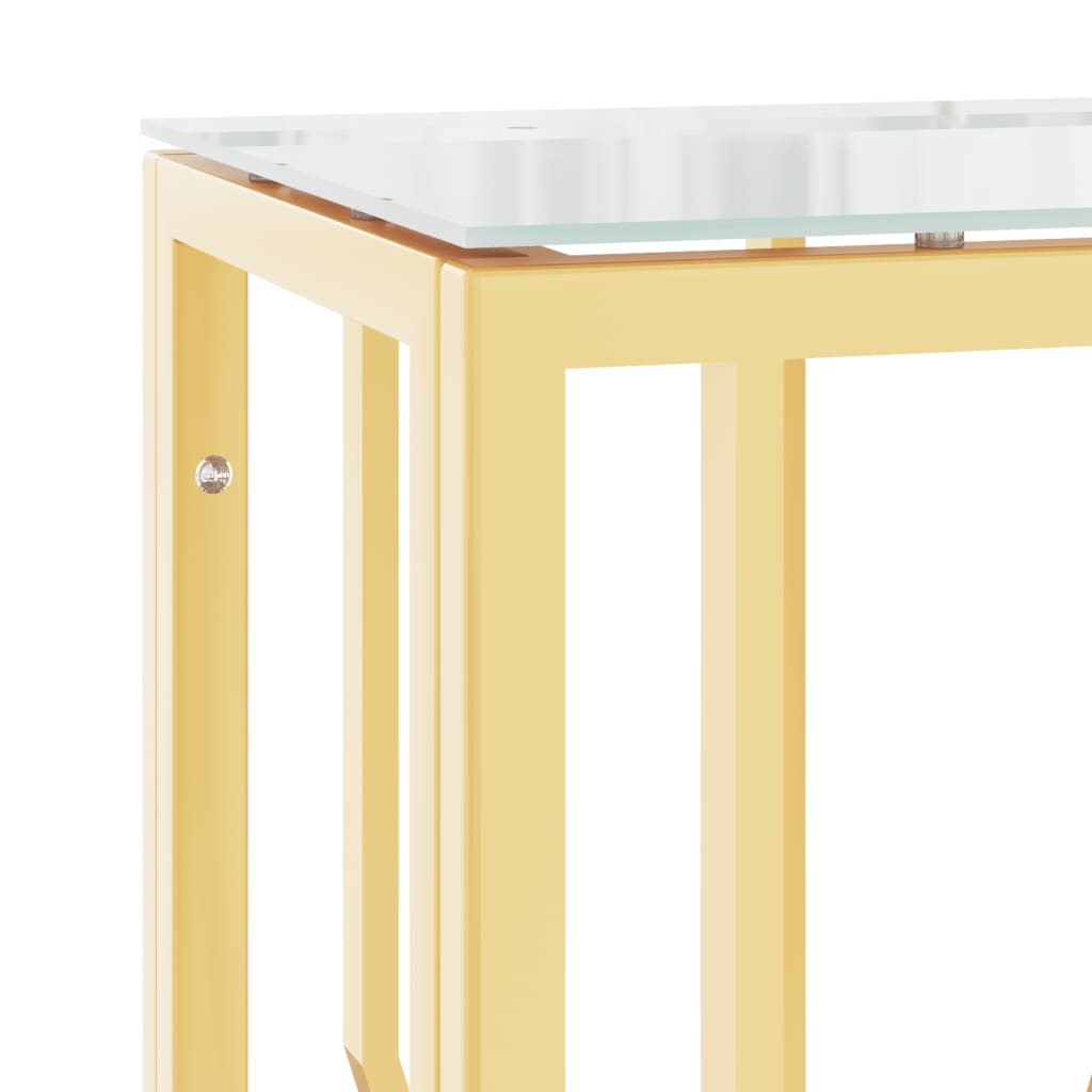 vidaXL Tavolino Consolle Oro 70x30x70 cm in Acciaio Inox e Vetro
