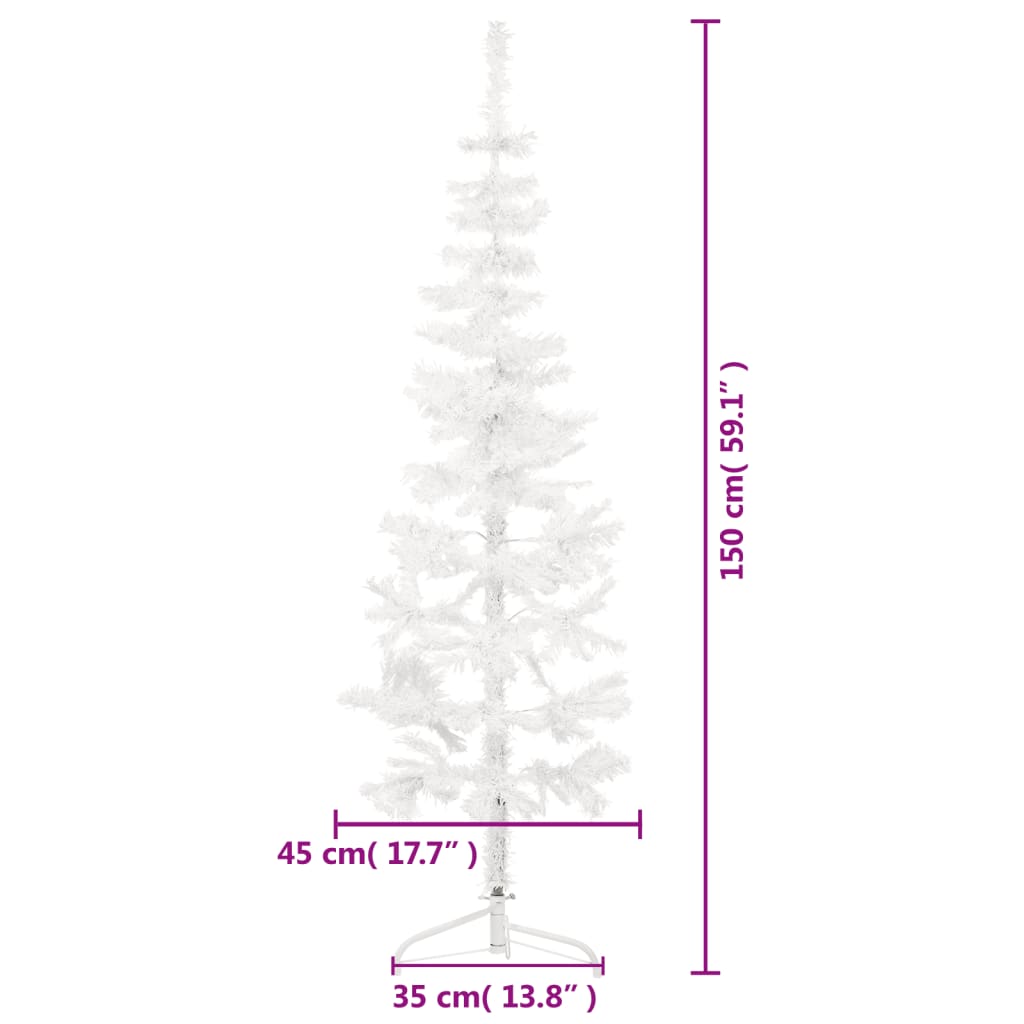 vidaXL Albero Natale Artificiale Sottile a Metà Supporto Bianco 150 cm