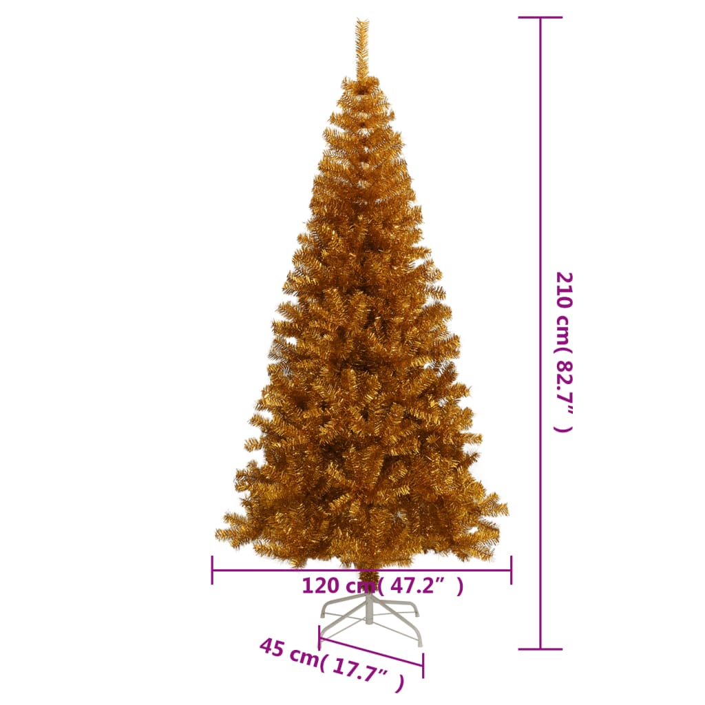 vidaXL Albero di Natale Artificiale con Supporto Oro 210 cm PET