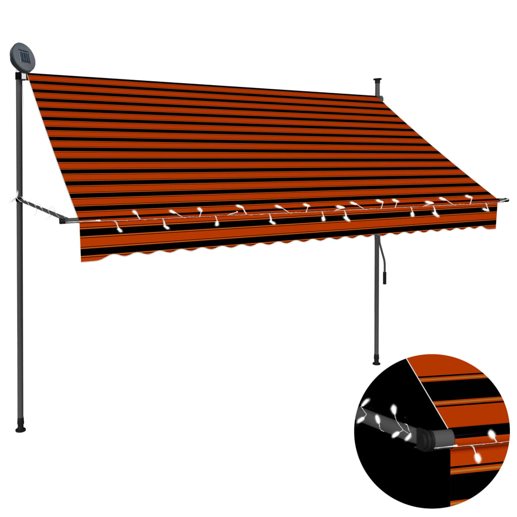 vidaXL Tenda da Sole Retrattile Manuale LED 250 cm Arancione e Marrone