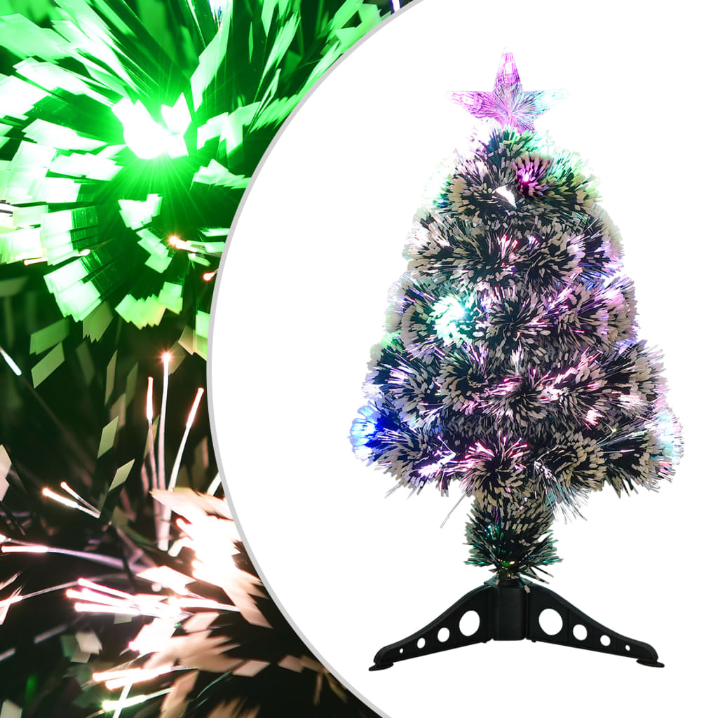 vidaXL Albero di Natale Preilluminato Verde e Bianco 64cm Fibra Ottica