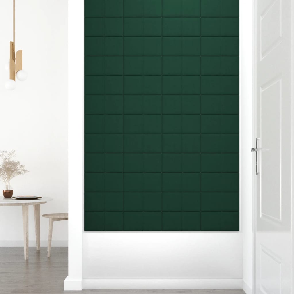 vidaXL Pannelli Murali 12 pz Verde Scuro 30x15 cm Tessuto 0,54 m²