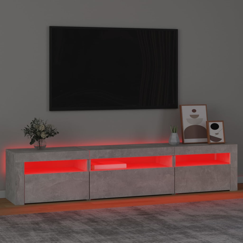 vidaXL Mobile Porta TV con Luci LED Grigio Cemento 195x35x40 cm