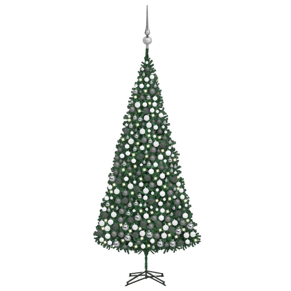 vidaXL Albero di Natale Preilluminato con Palline Verde 500 cm