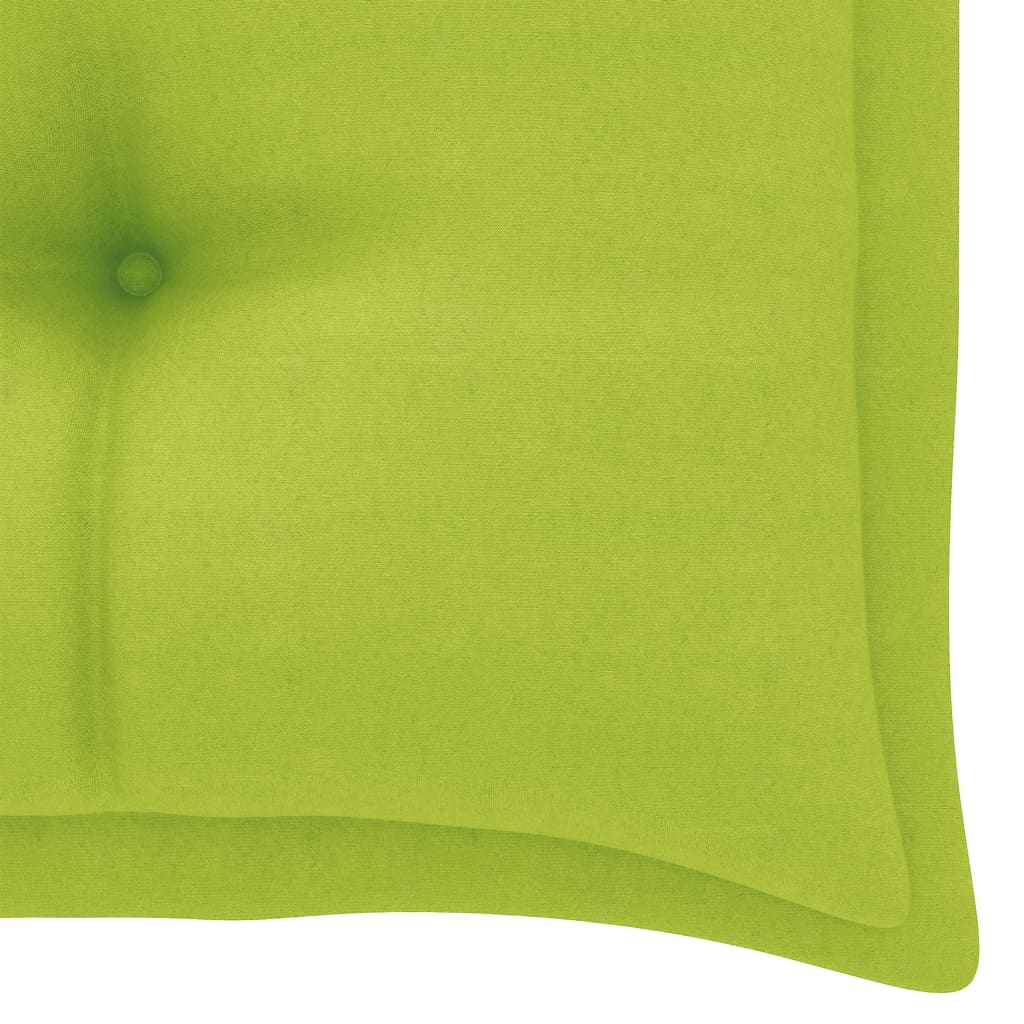 vidaXL Panca da Giardino con Cuscino Verde Brillante 112 cm Legno Teak