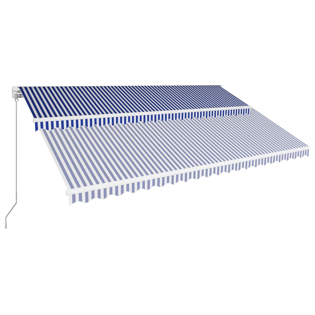 vidaXL Tenda da Sole Retrattile Manuale 500x300 cm Blu e Bianca