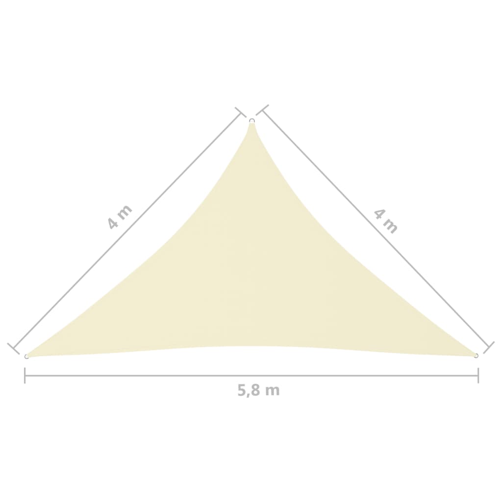 vidaXL Parasole a Vela Oxford Triangolare 4x4x5,8 m Crema