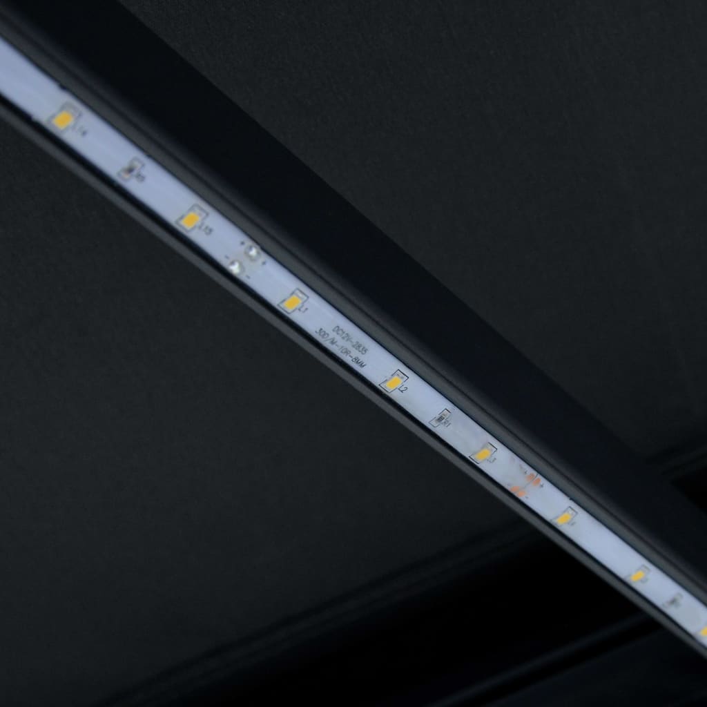 vidaXL Tenda da Sole Retrattile Manuale con LED 500x300 cm Antracite