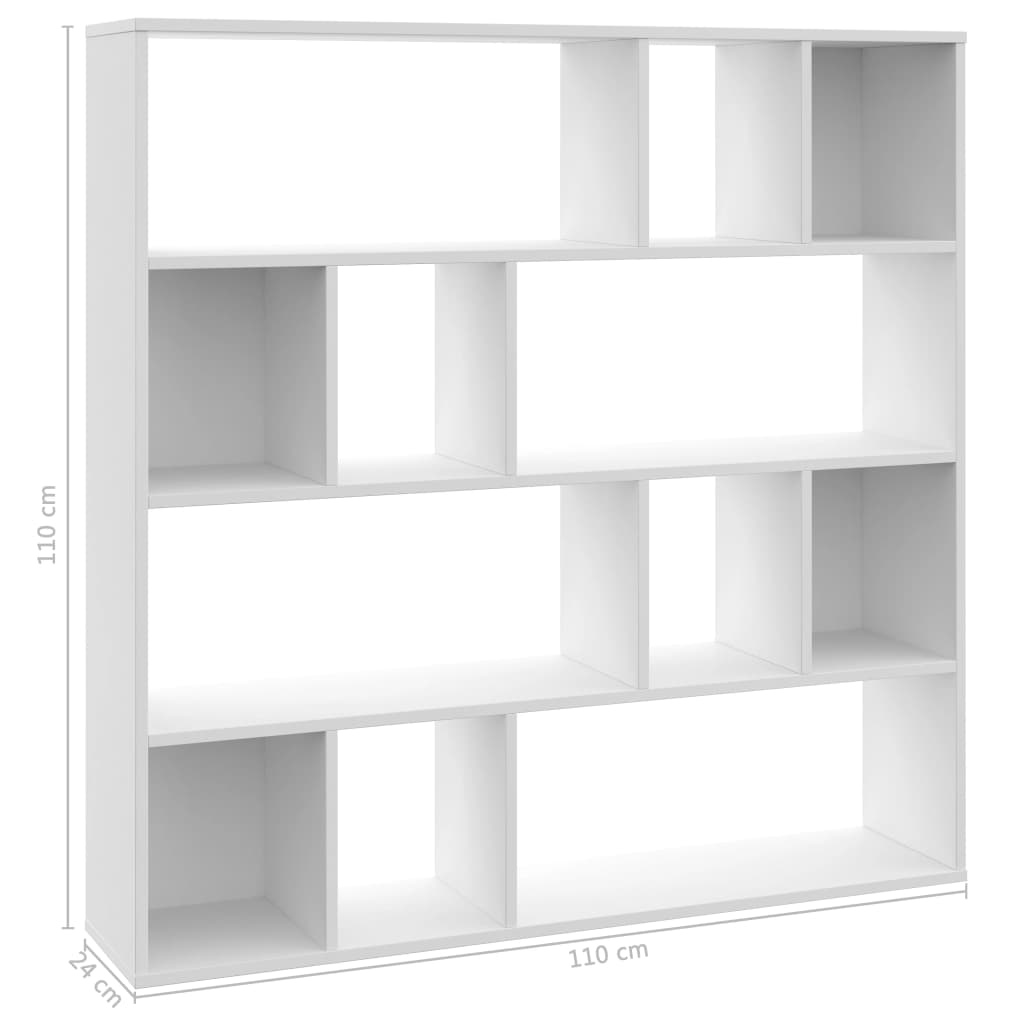 vidaXL Libreria/Divisorio Bianco 110x24x110 cm in Legno Multistrato