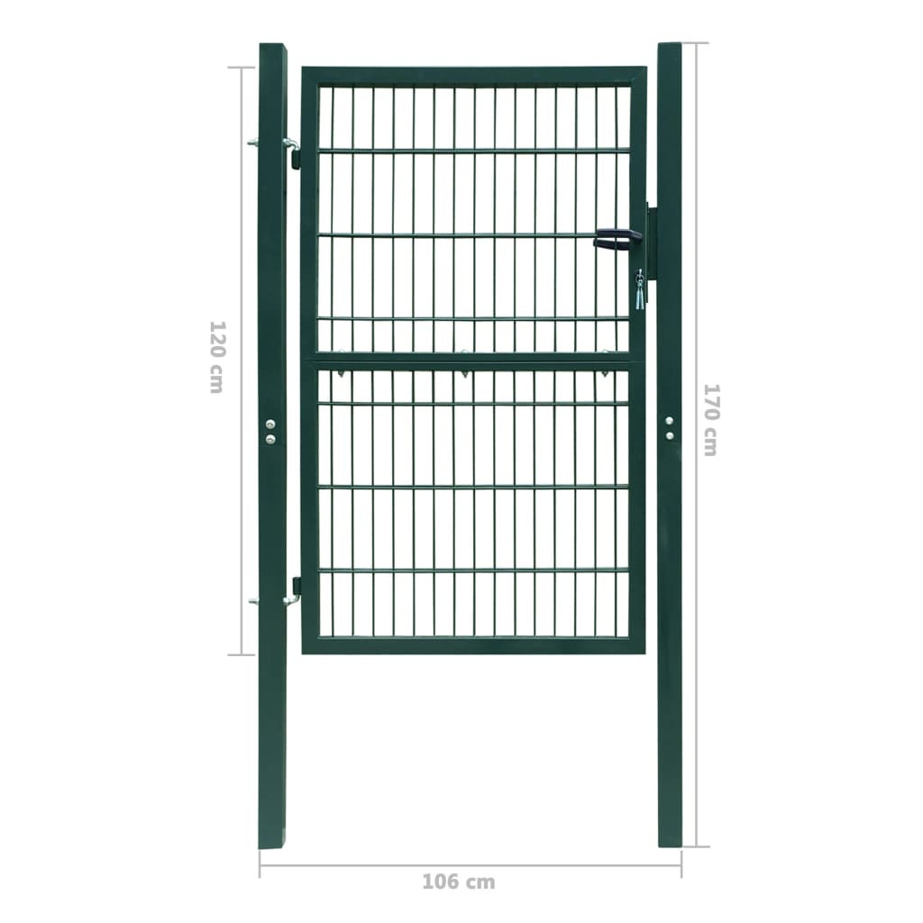 vidaXL Cancello da Giardino 2D (Singolo) Verde 106 x 170 cm