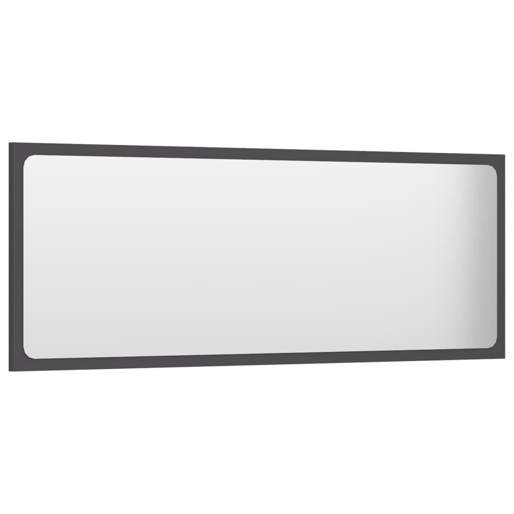 vidaXL Specchio da Bagno Grigio 100x1,5x37 cm in Legno Multistrato