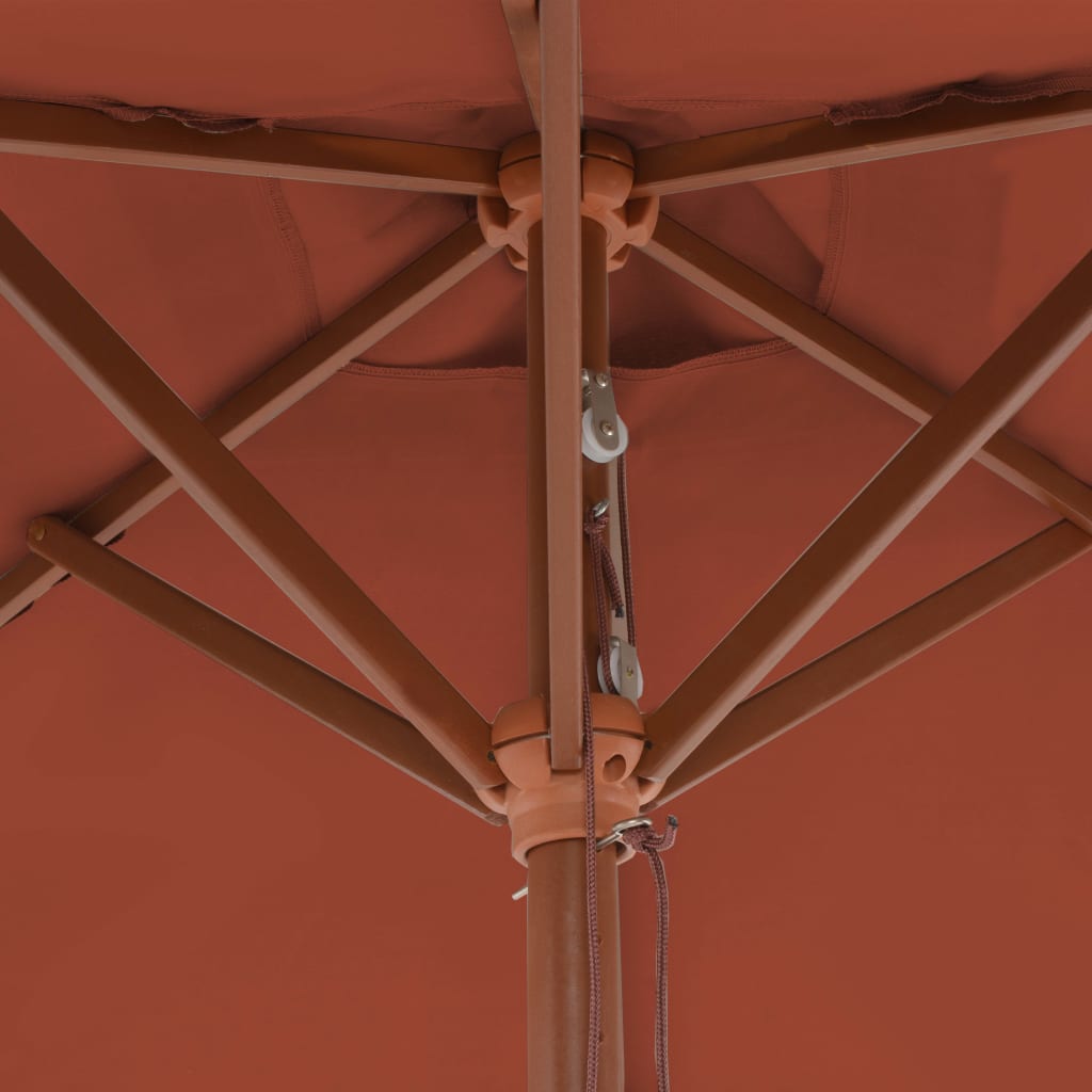 vidaXL Ombrellone da Esterni con Palo in Legno 150x200 cm Terracotta