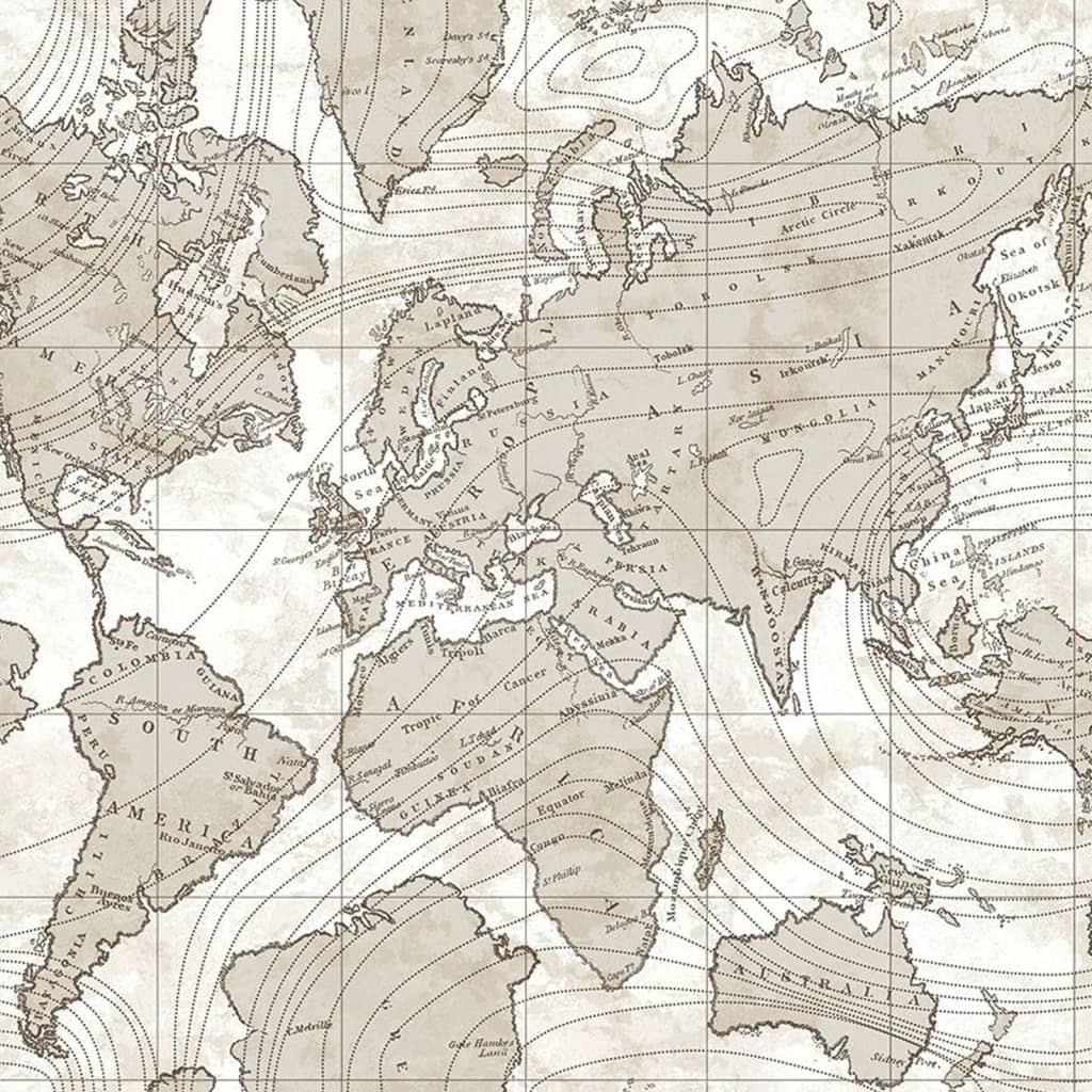 Noordwand Carta da Parati Friends & Coffee The World Map Metallizzato