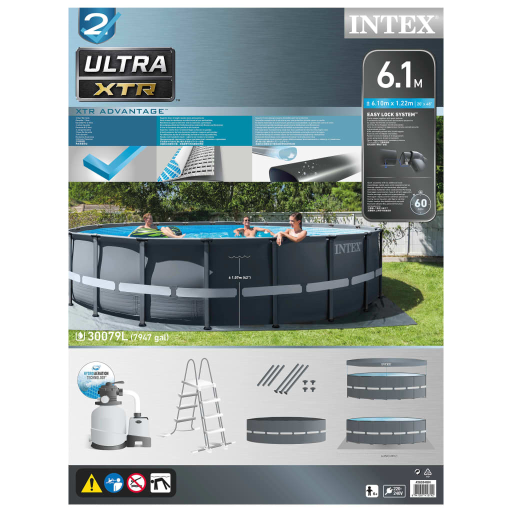 Intex Set Piscina Rotonda Ultra XTR Frame 610x122 cm