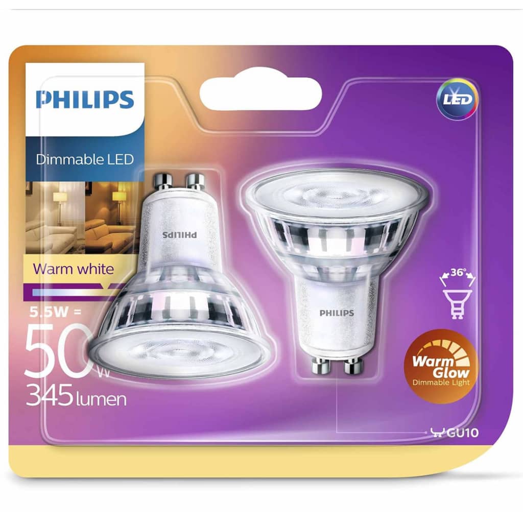 Philips Lampadine LED Faretto 2 pz Classic 5,5W 345 Lumen 929001364161