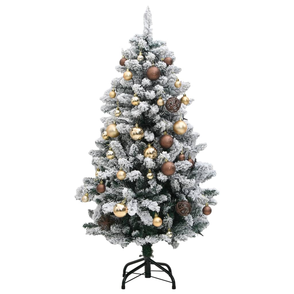 vidaXL Albero Natale Incernierato con 150 LED e Palline 120 cm