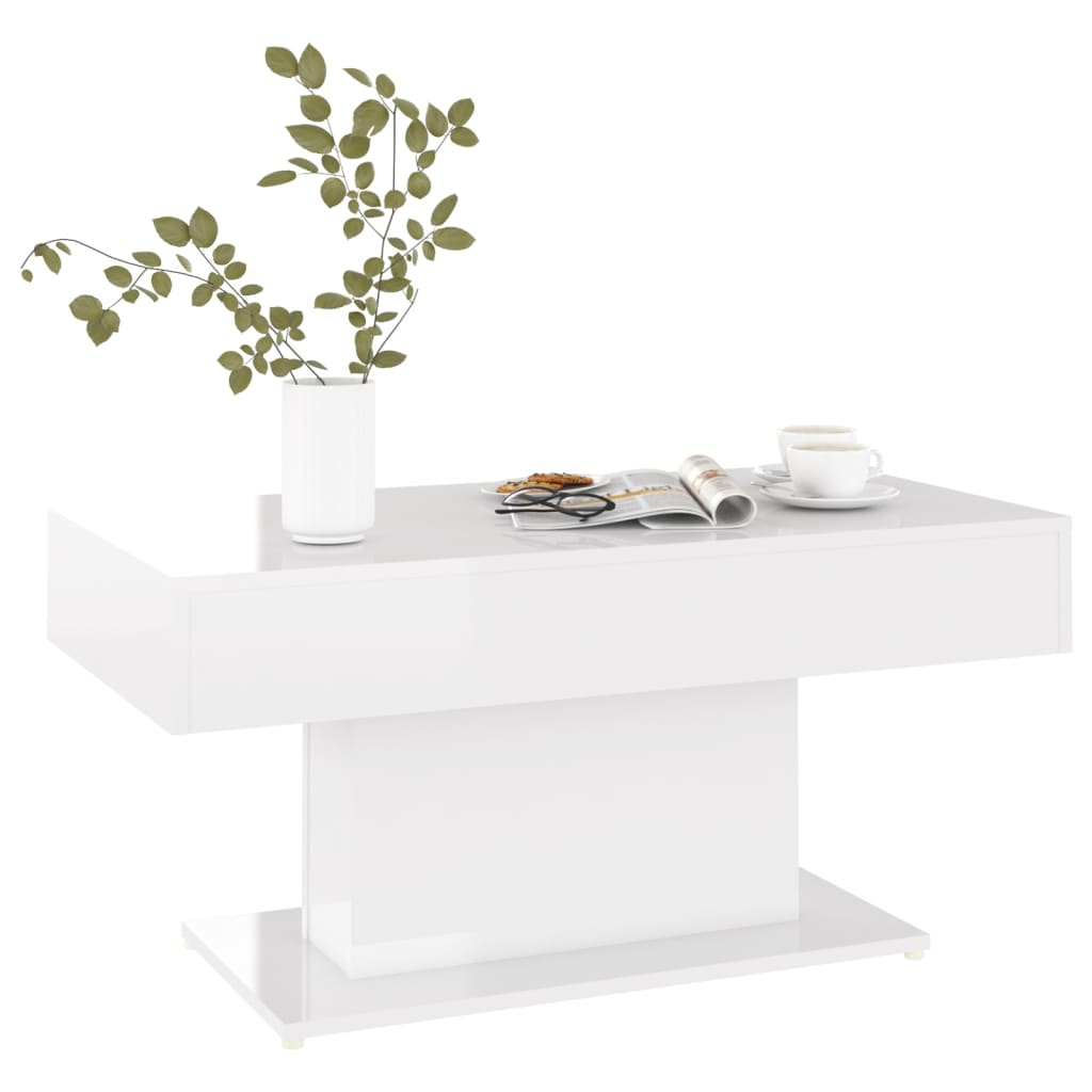 vidaXL Tavolino da Salotto Bianco Lucido 96x50x45 cm Legno Multistrato