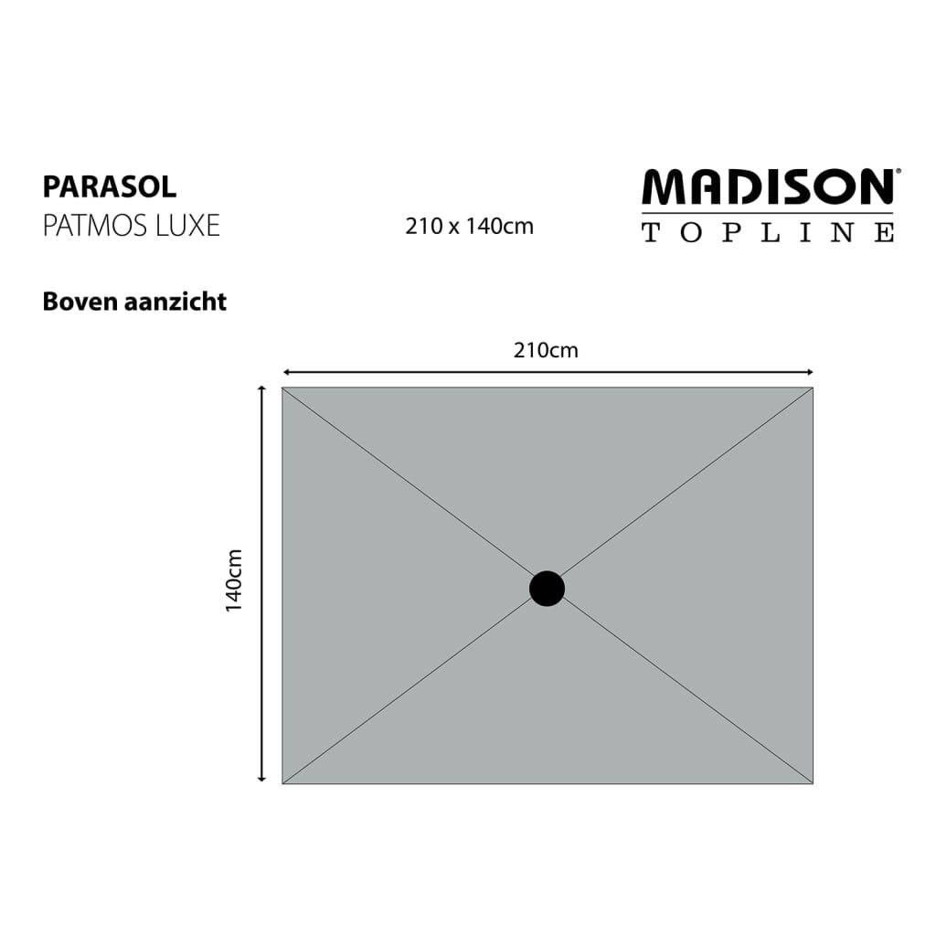 Madison Ombrellone Patmos Luxe Rettangolare 210x140 cm Blu Zaffiro
