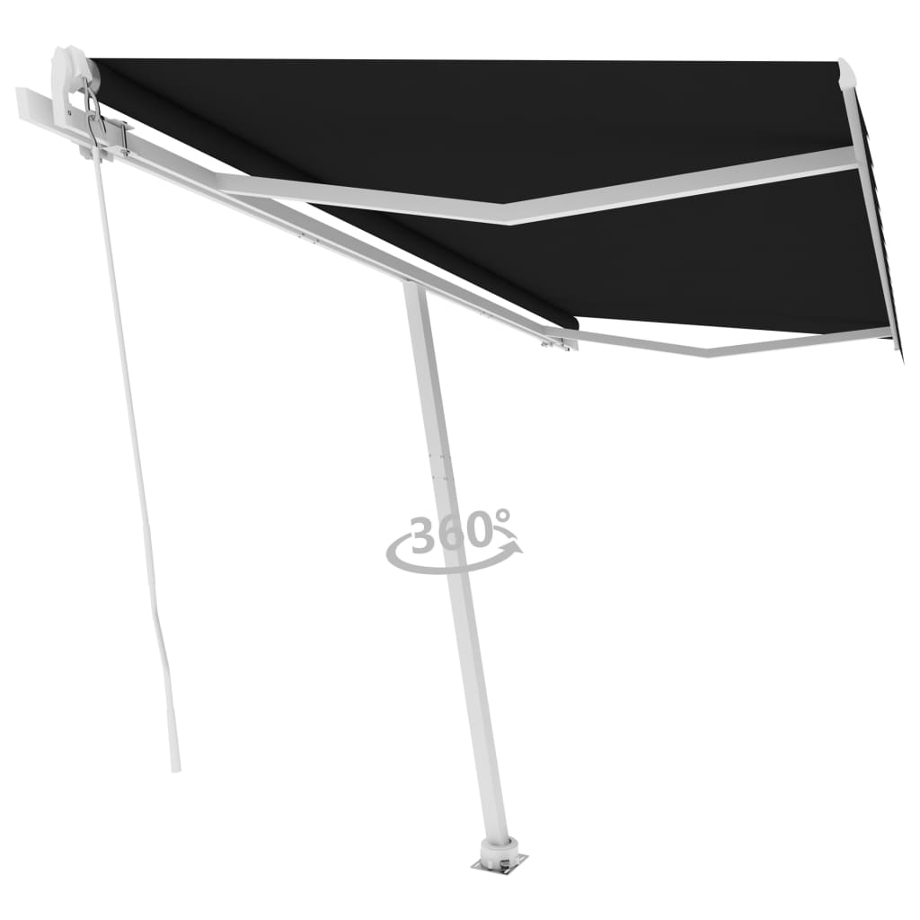 vidaXL Tenda da Sole Retrattile Manuale con Palo 400x300 cm Antracite