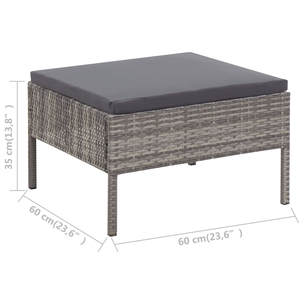 vidaXL Set Divani da Giardino 5 pz con Cuscini in Polyrattan Grigio