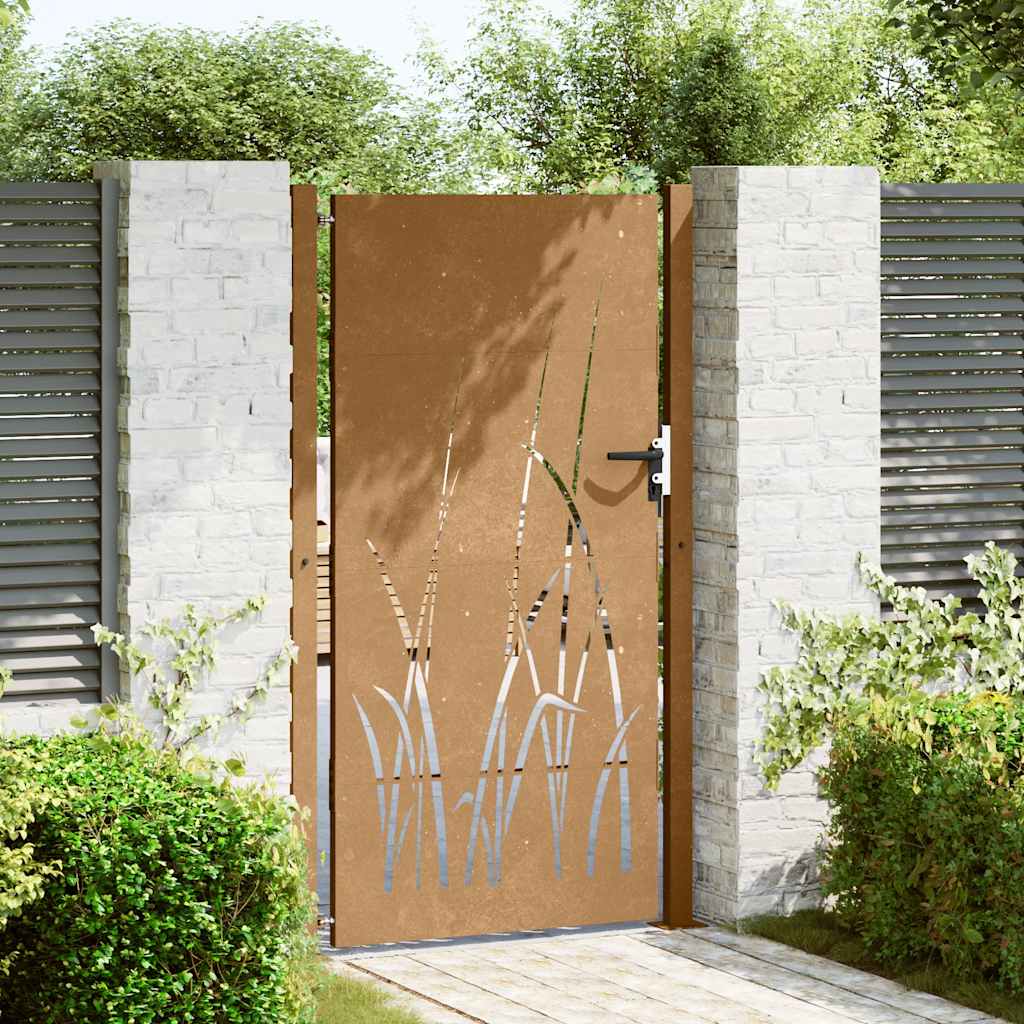 Cancello Giardino VidaXL 105x180cm Acciaio Corten Design Erba - Con Serratura - Foto 9