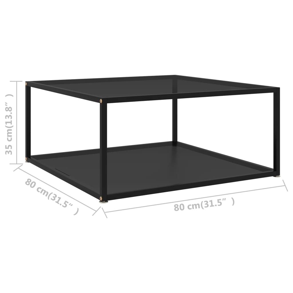 322893 vidaXL Coffee Table Black 80x80x35 cm Tempered Glass