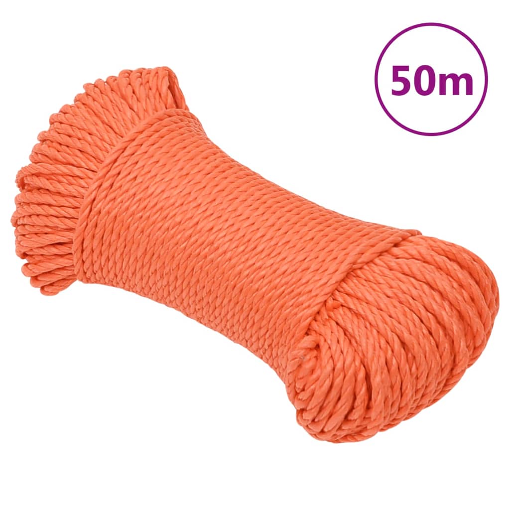 vidaXL Corda da Lavoro Arancione 6 mm 50 m in Polipropilene