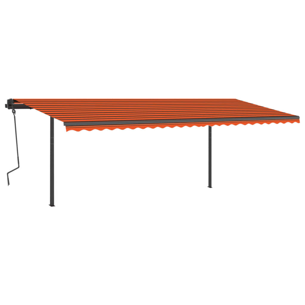 vidaXL Tenda Sole Retrattile Manuale con Pali 6x3 m Arancione Marrone