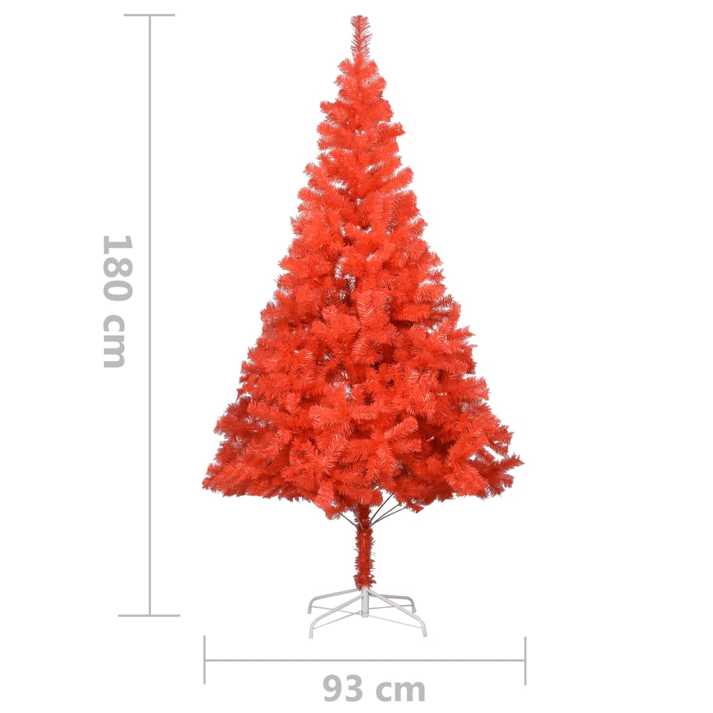 vidaXL Set Albero Natale Artificiale con LED e Palline Rosso 180cm PVC