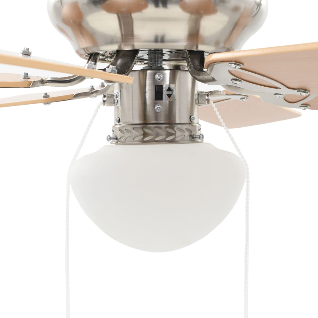vidaXL Ventilatore da Soffitto Decorato con Luce 82 cm Marrone Chiaro
